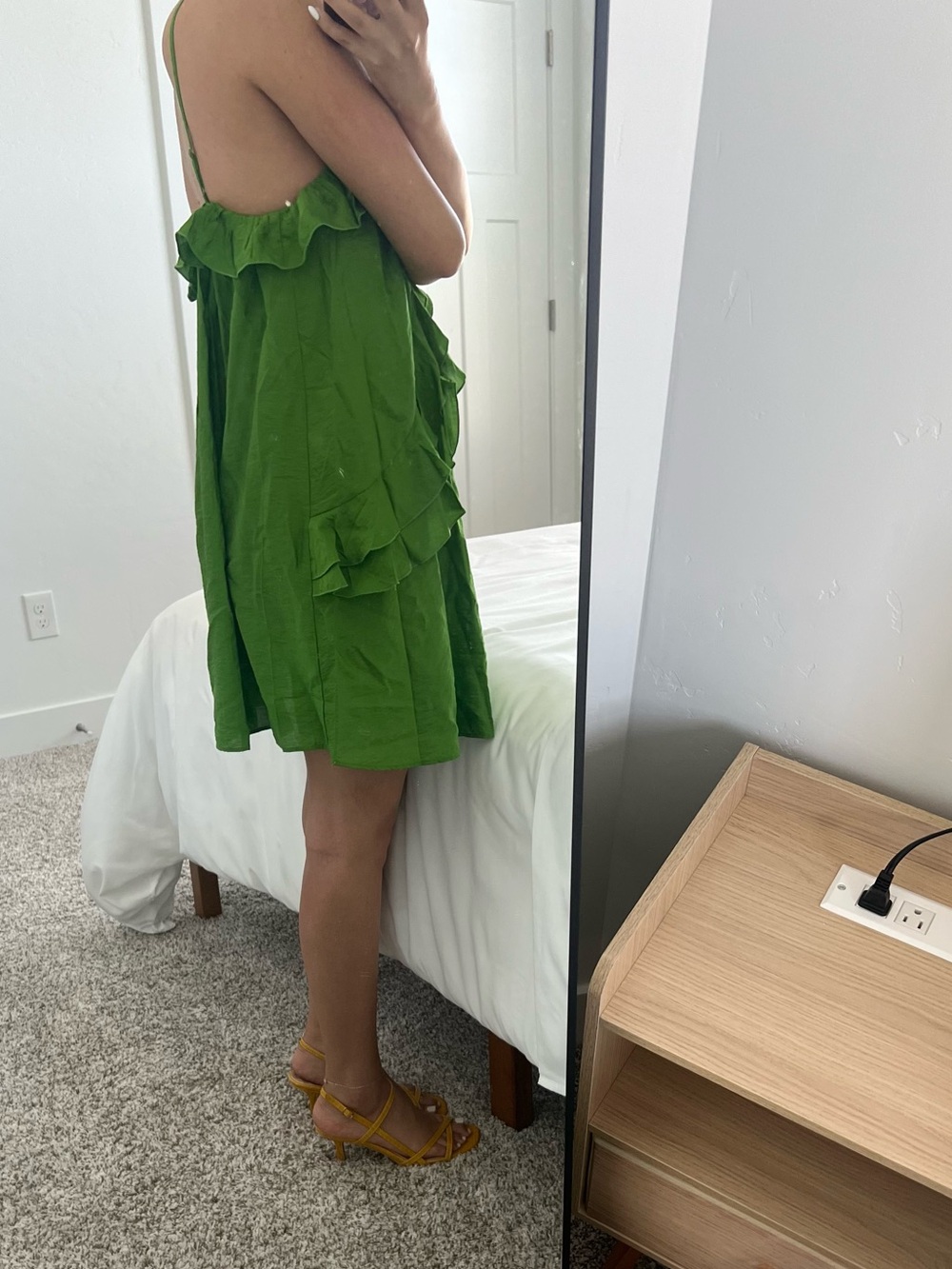 H&M Green Ruffle Spaghetti-Strap Dress - Picture 6 of 8